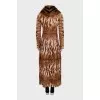 Leather coat with a fur collar