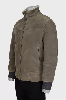 Men's leather jacket with zipper