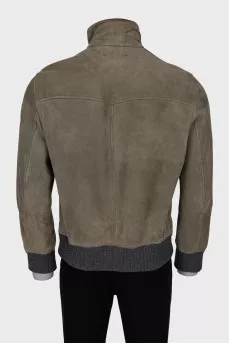 Men's leather jacket with zipper