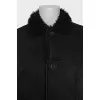Men's sheepskin coat with black fur