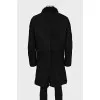 Men's sheepskin coat with black fur