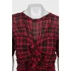Plaid dress with draped zipper