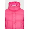 Pink down jacket with a detachable hood