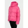 Pink down jacket with a detachable hood