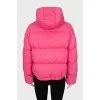 Pink down jacket with a detachable hood