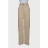 Beige wide-leg trousers