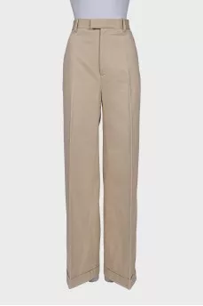 Beige wide-leg trousers