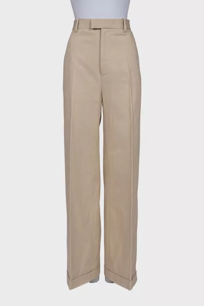 Beige wide-leg trousers