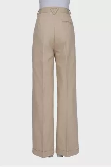 Beige wide-leg trousers
