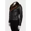 Leather jacket decorated with mink fur