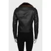 Leather jacket decorated with mink fur
