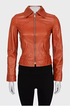 Orange leather jacket