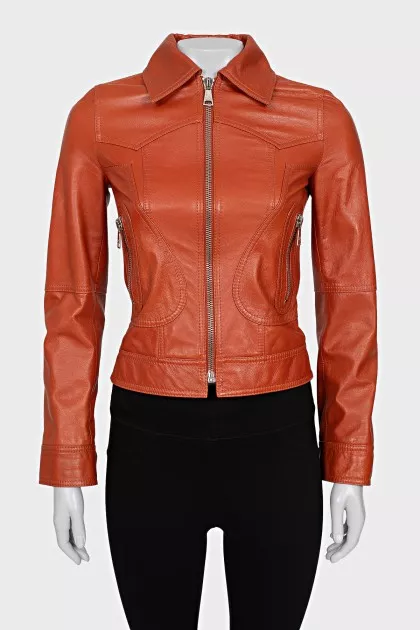 Orange leather jacket