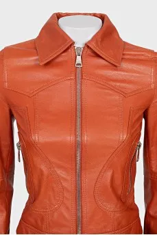 Orange leather jacket