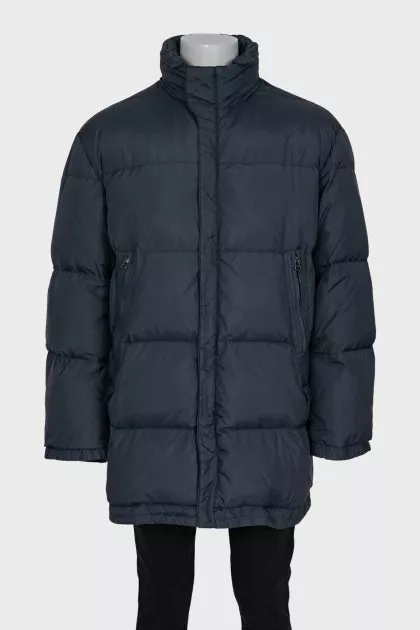 Men's down jacket with a zipper and buttons