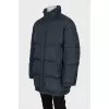 Men's down jacket with a zipper and buttons