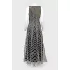 Floor-length gray dress with black lining