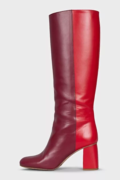 Two-tone heeled boots