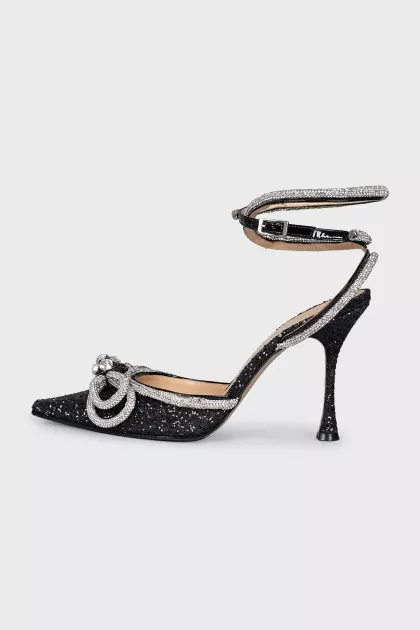 Black slingbacks with rhinestones
