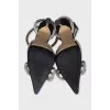 Black slingbacks with rhinestones