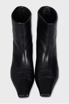 Leather ankle boots with a beveled heel