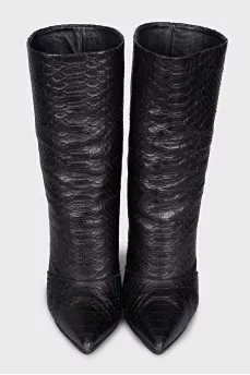 Textured leather wedge ankle boots
