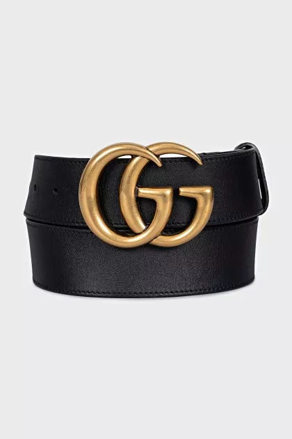 Ремінь GG Marmont із чорної шкіри