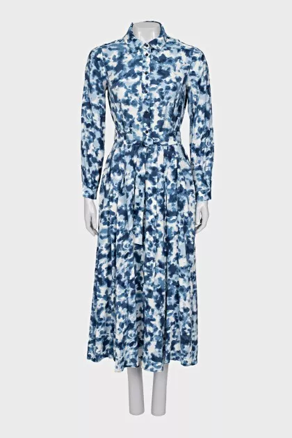 Fitted dress with printed buttons
