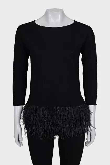 Wool jumper with feathers