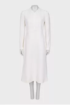 White wool midi dress