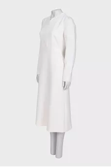 White wool midi dress