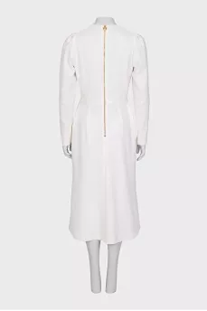 White wool midi dress