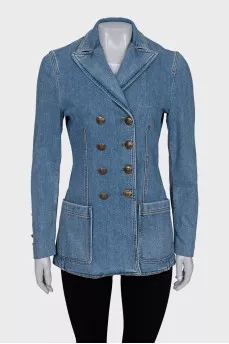 Denim jacket with accent buttons