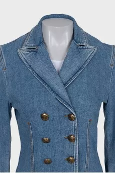 Denim jacket with accent buttons