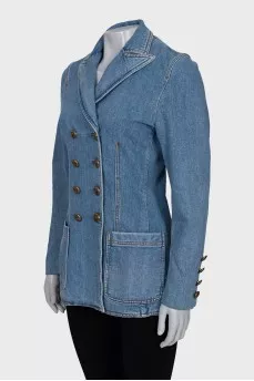 Denim jacket with accent buttons