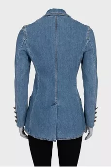 Denim jacket with accent buttons