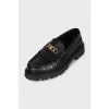 Leather loafers with gold logo