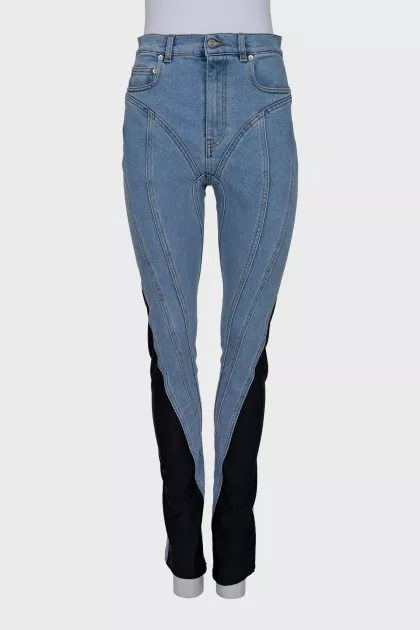 Two-tone skinny fit jeans