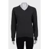 Wool pullover with brand logo