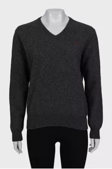 Wool pullover with brand logo