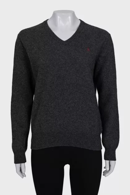 Wool pullover with brand logo