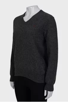 Wool pullover with brand logo