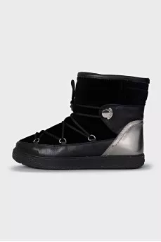Leather and velvet boots