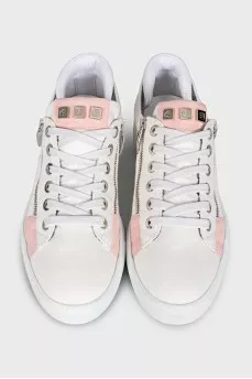 White sneakers with zippers
