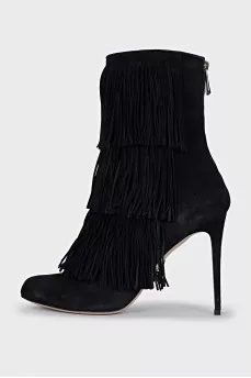 Black ankle boots with fringe