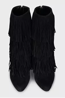 Black ankle boots with fringe