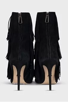 Black ankle boots with fringe