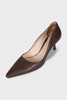 Кожаные туфли на каблуке kitten heel