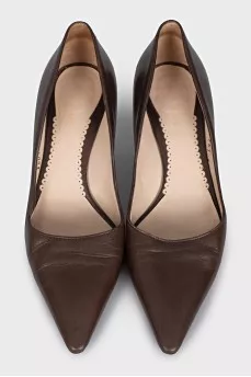 Кожаные туфли на каблуке kitten heel