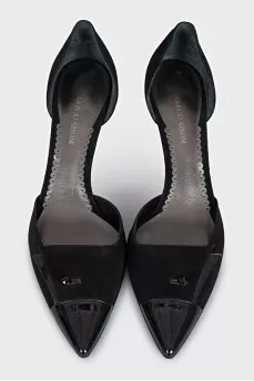 Black suede shoes with beads